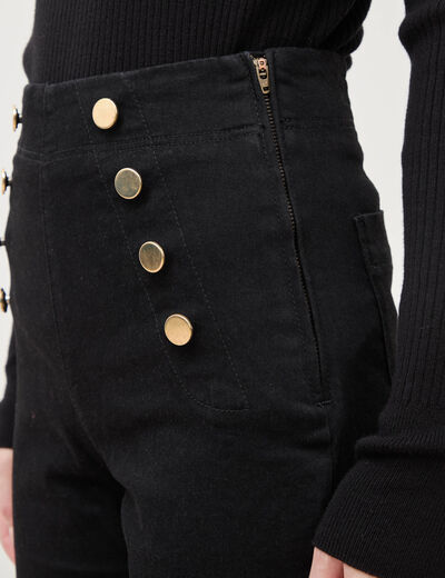 Jeans flare &agrave; pont denim noir femme
