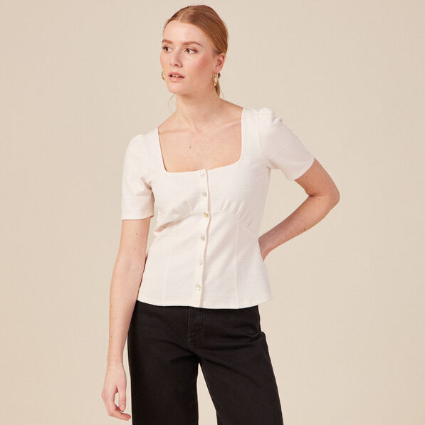 T-shirt manches courtes ecru femme