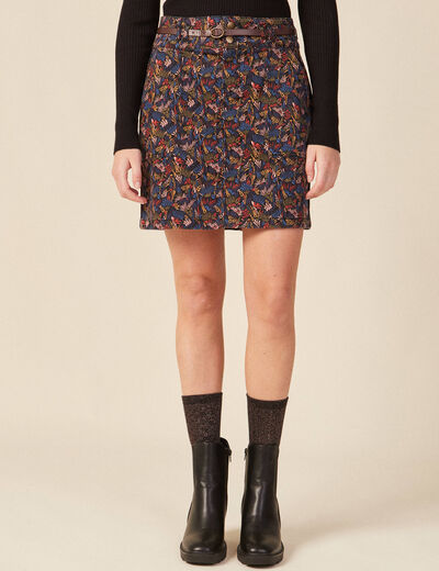 Jupe droite courte multicolore femme