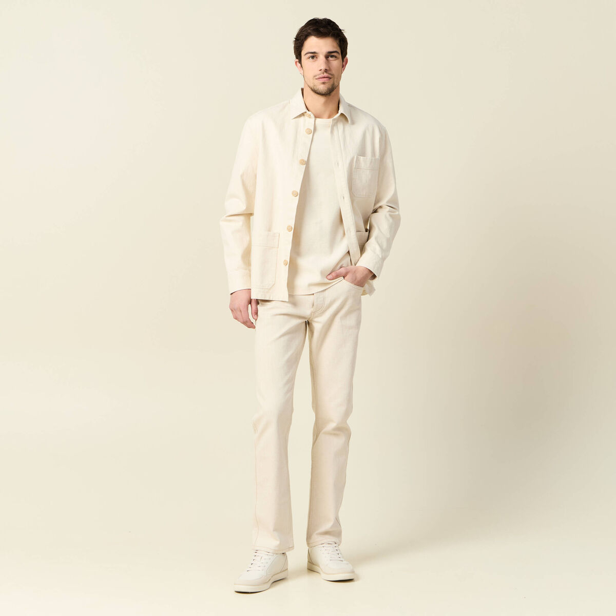 T-shirt manches courtes ecru homme