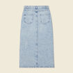 Jupe midi droite en jean denim bleach femme