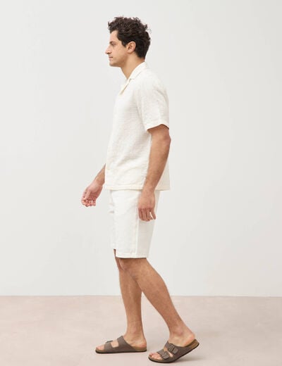 Col boyfriend manches courtes en coton ecru homme