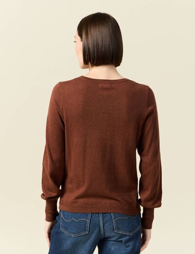 Pull manches longues marron fonc&eacute; femme