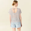 Pull crochet manches courtes vert kaki femme
