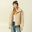 Veste oversize effet polaire col montant creme femme