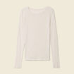 T-shirt cintr&eacute; manches longues col rond beige femme
