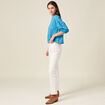T-shirt manches 3/4 ajouré bleu femme