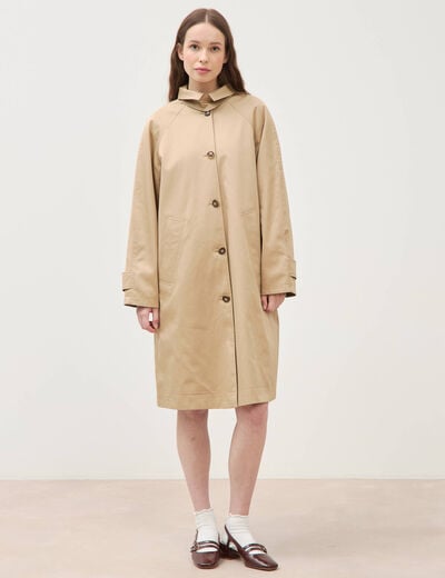 Trench long oversize r&eacute;versible beige femme