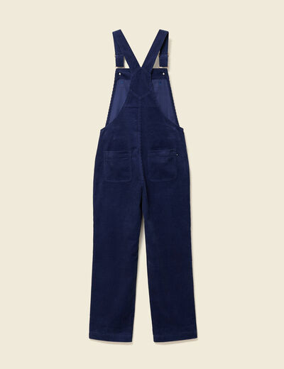 Combinaison salopette en velours c&ocirc;tel&eacute; bleu marine femme