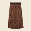 Jupe longue droite plissée marron foncé femme
