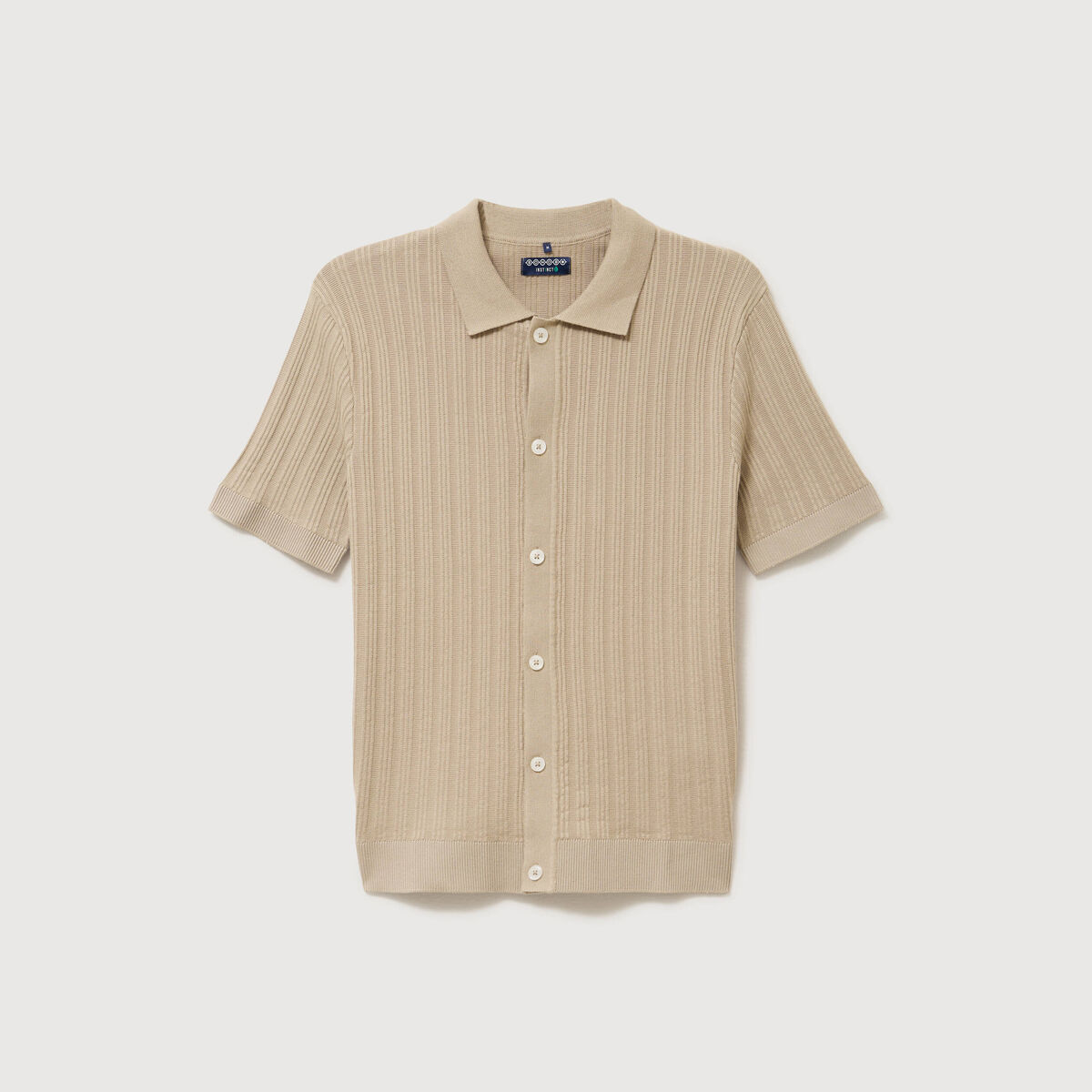Chemise en coton manches courtes beige homme