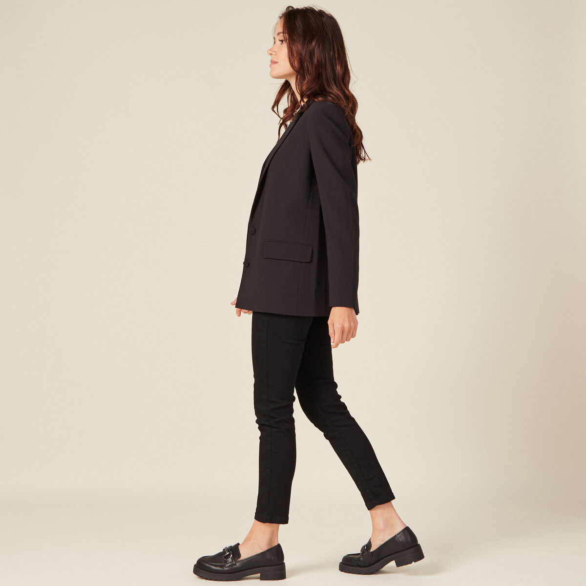 Veste esprit blazer cintrée noir femme