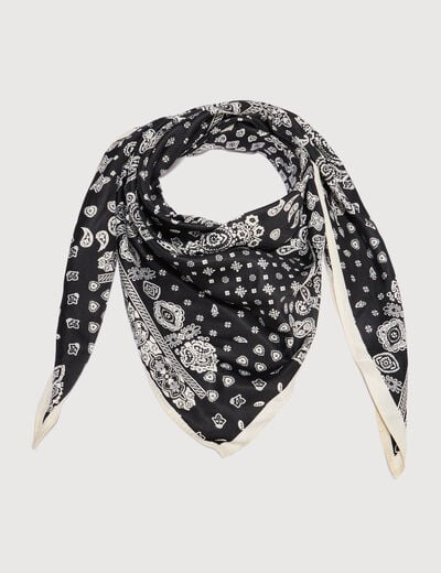 Foulard satin&eacute; noir femme