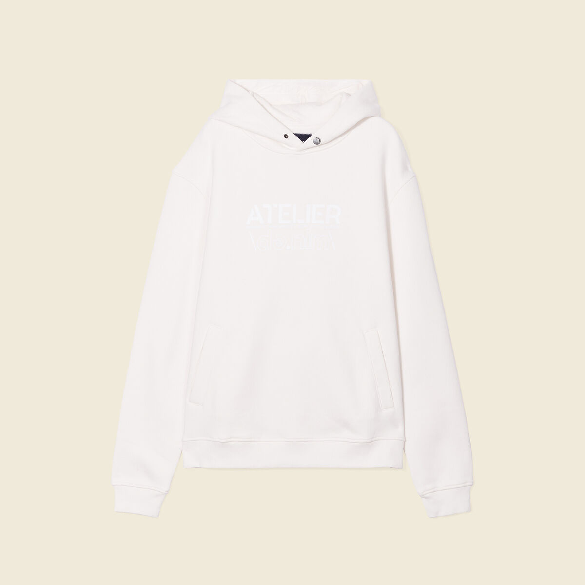 Sweat &agrave; capuche ecru homme