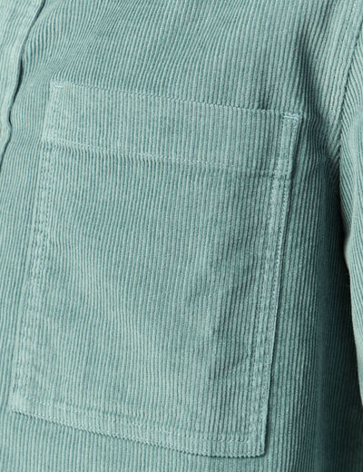 Surchemise courte droite en velours bleu gris homme