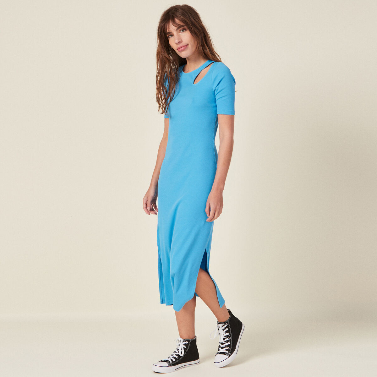 Robe longue bleu femme