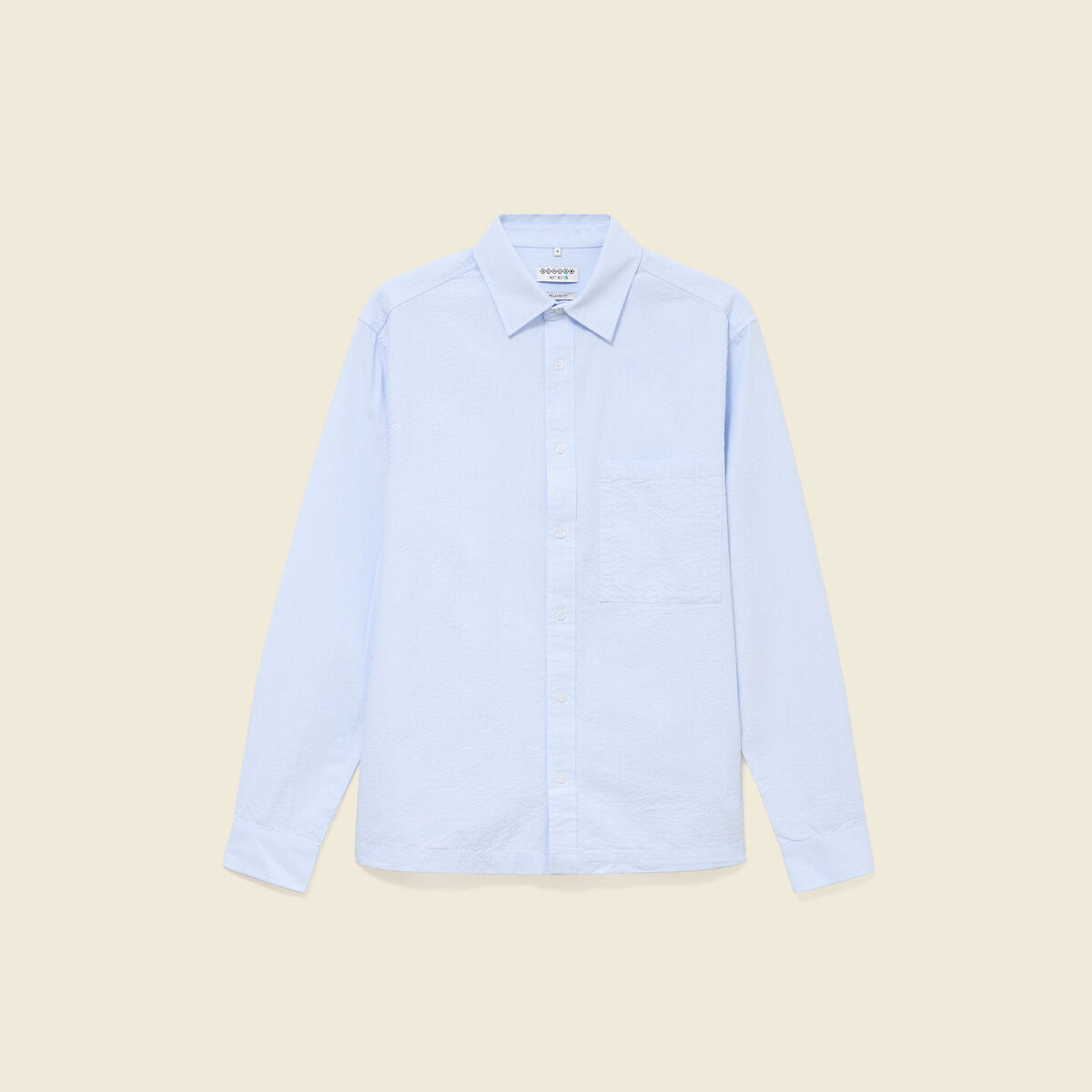 Chemise en coton manches longues bleu ciel homme