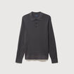 Pull manches longues en coton gris fonc&eacute; homme