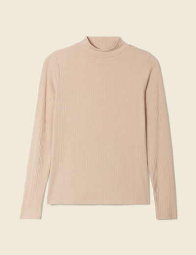 T-shirt manches longues beige femme