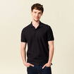 Polo cintr&eacute; manches courtes en coton noir homme