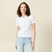 Polo zippé manches courtes blanc femme