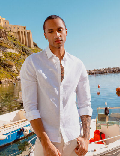 Chemise manches longues blanc homme