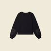 Sweat manches longues brodées noir femme