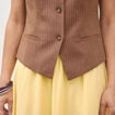 Gilet sans manches col rond doubl&eacute; marron femme