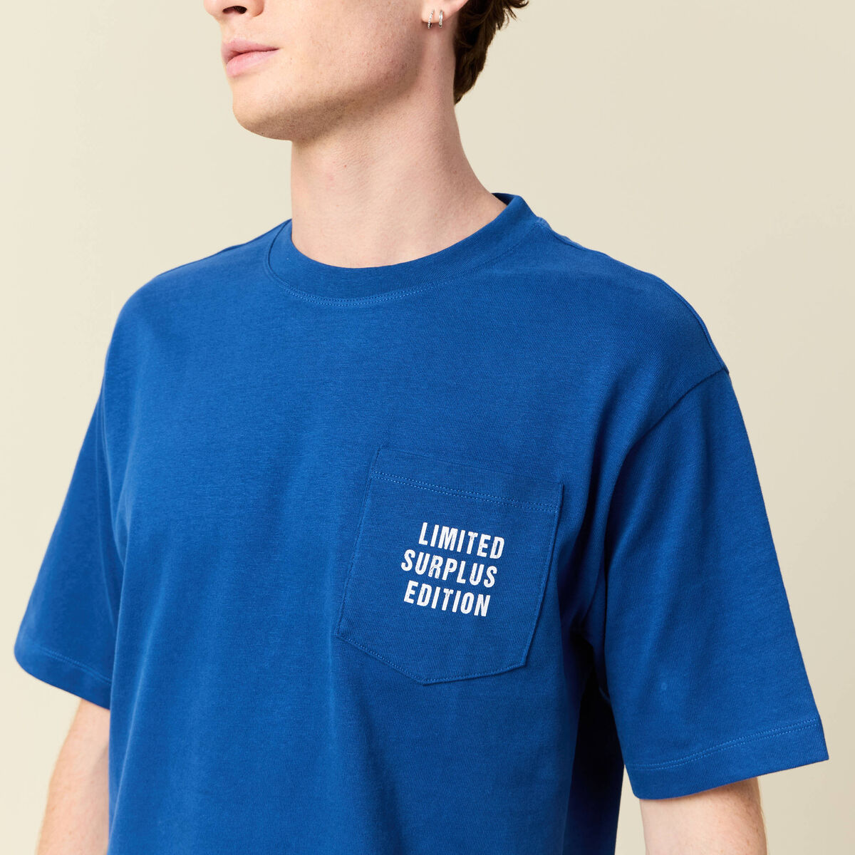 T-shirt oversize en coton bleu roi homme