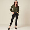 Chemise satin éco-responsable vert kaki femme
