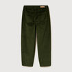 Pantalon barrel taille haute velours vert fonc&eacute; femme