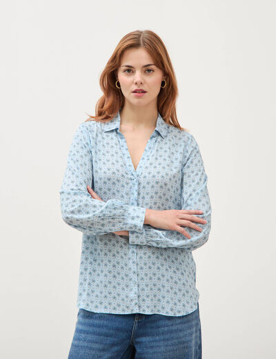 Blouse manches longues bleu ciel femme