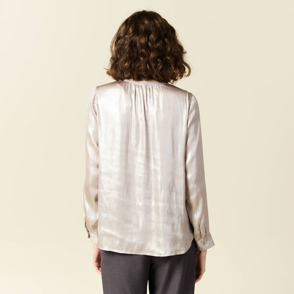 blouse manches longues irisee gris argent femme Blouse manches longues irisée gris argent femme