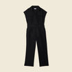 Combinaison pantalon ceinturée noir femme