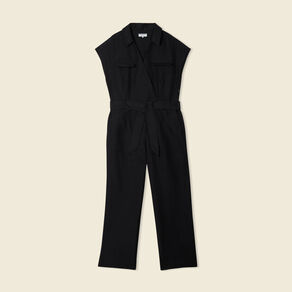 Combinaison pantalon ceinturée noir femme