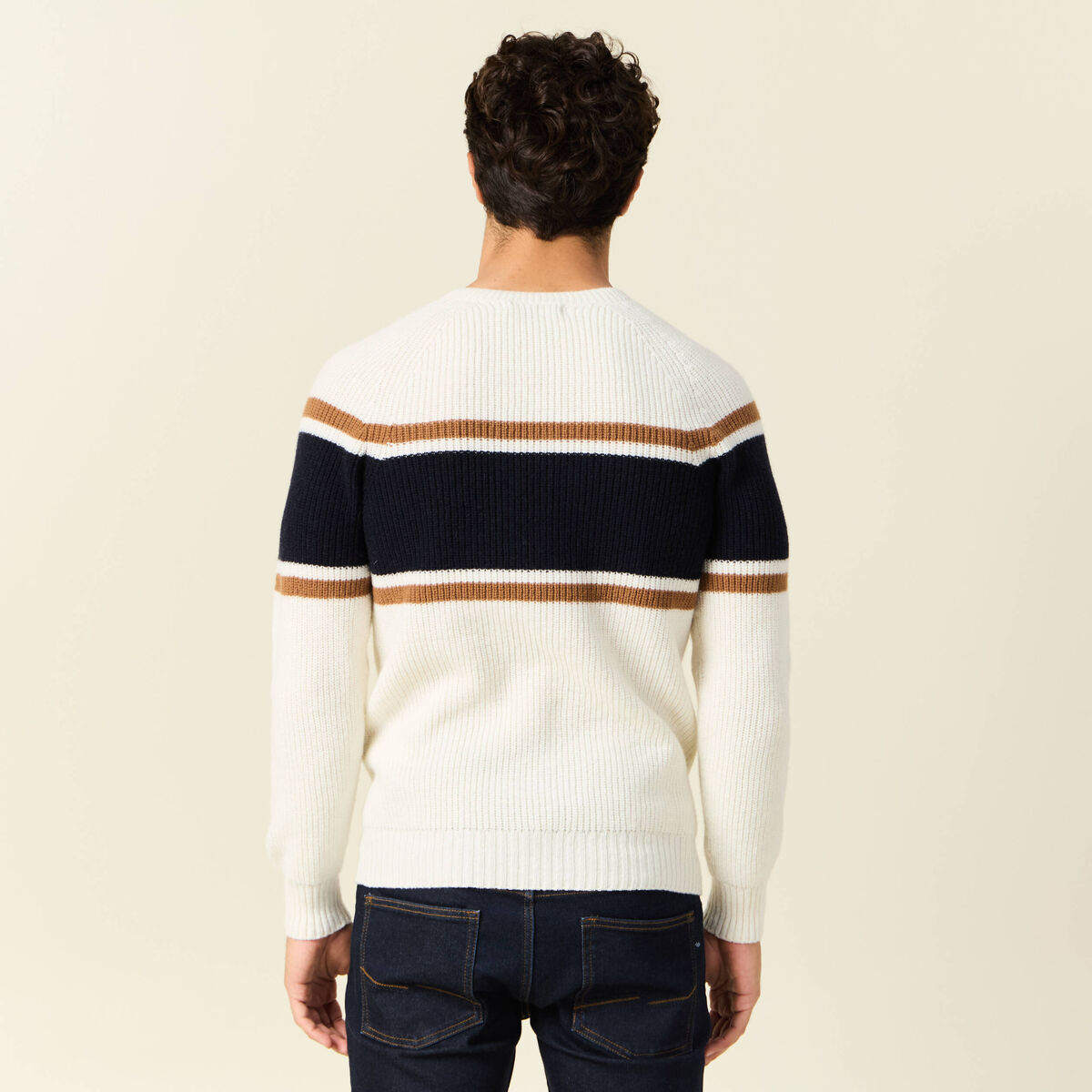 Pull manches longues fabriqué en France ecru homme
