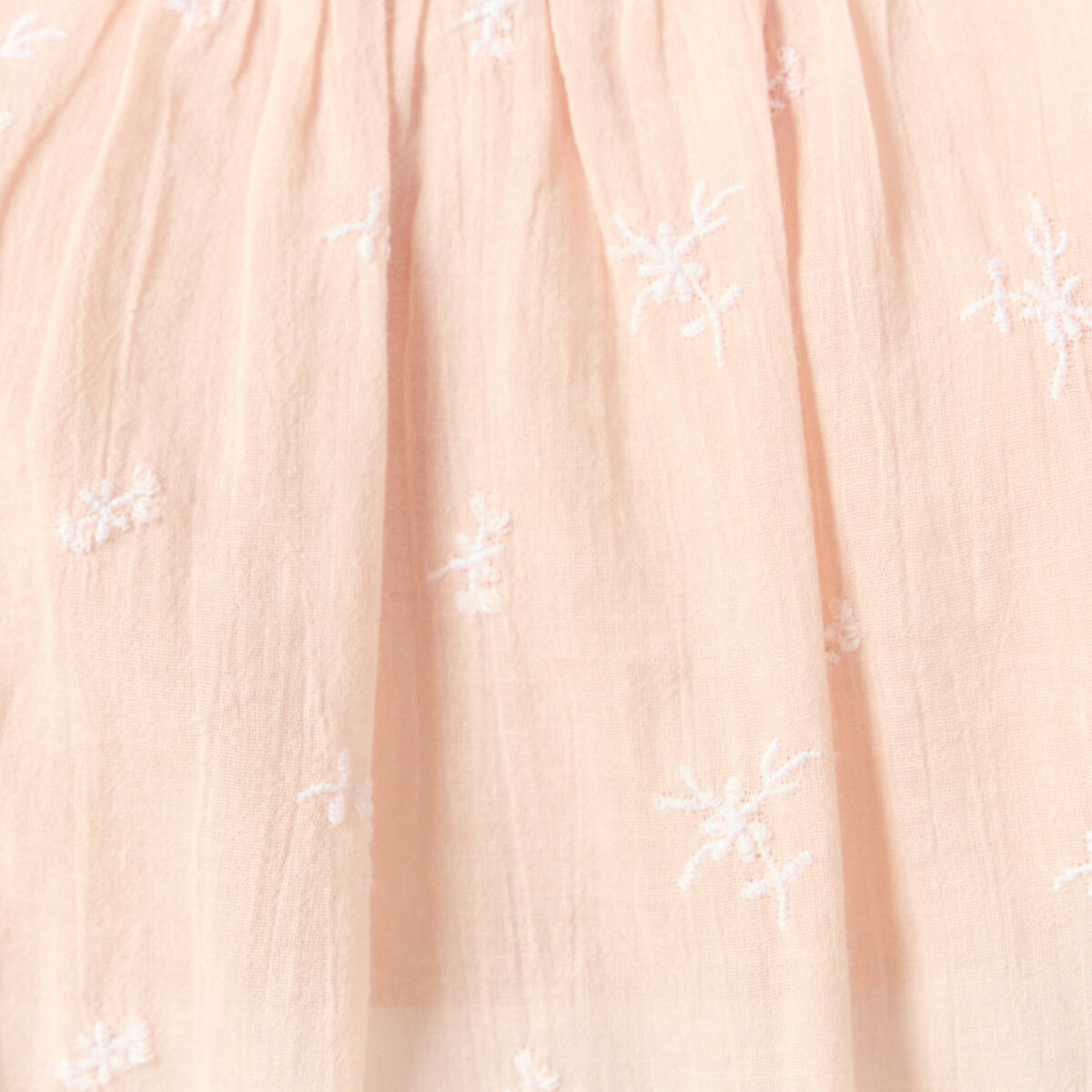 Blouse manches longues brodée rose poudrée femme