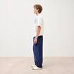 Pantalon large en velours longueur 32 bleu fonc&eacute; homme