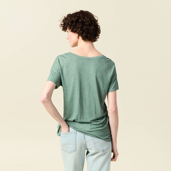 T-shirt manches courtes brillant vert foncé femme