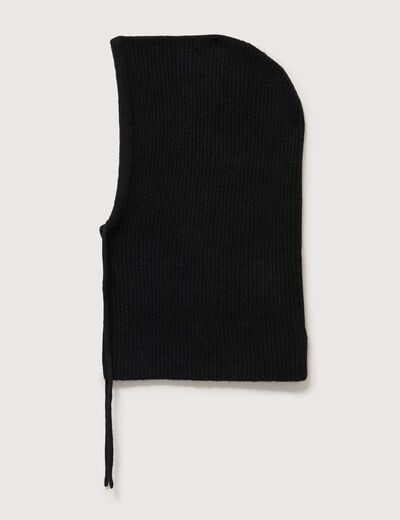 Cagoule tricot&eacute;e noir femme