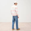 Sweat ray&eacute; col rond manches longues rose poudr&eacute;e homme