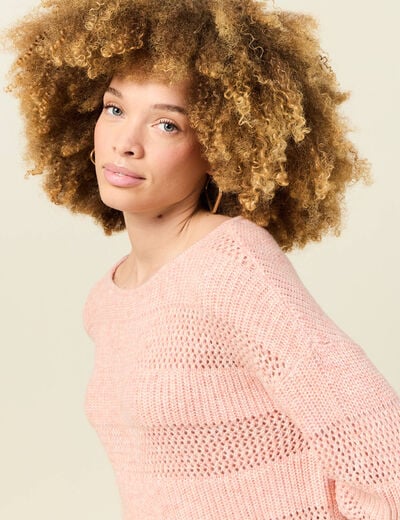 Pull manches longues rose saumon femme