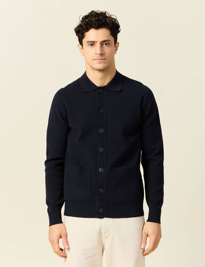 Gilet manches longues bleu marine homme