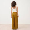 Pantalon large taille haute fluide vert olive femme