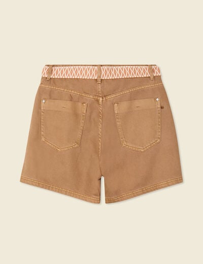 Short boyfriend ceinturé jean vert kaki femme