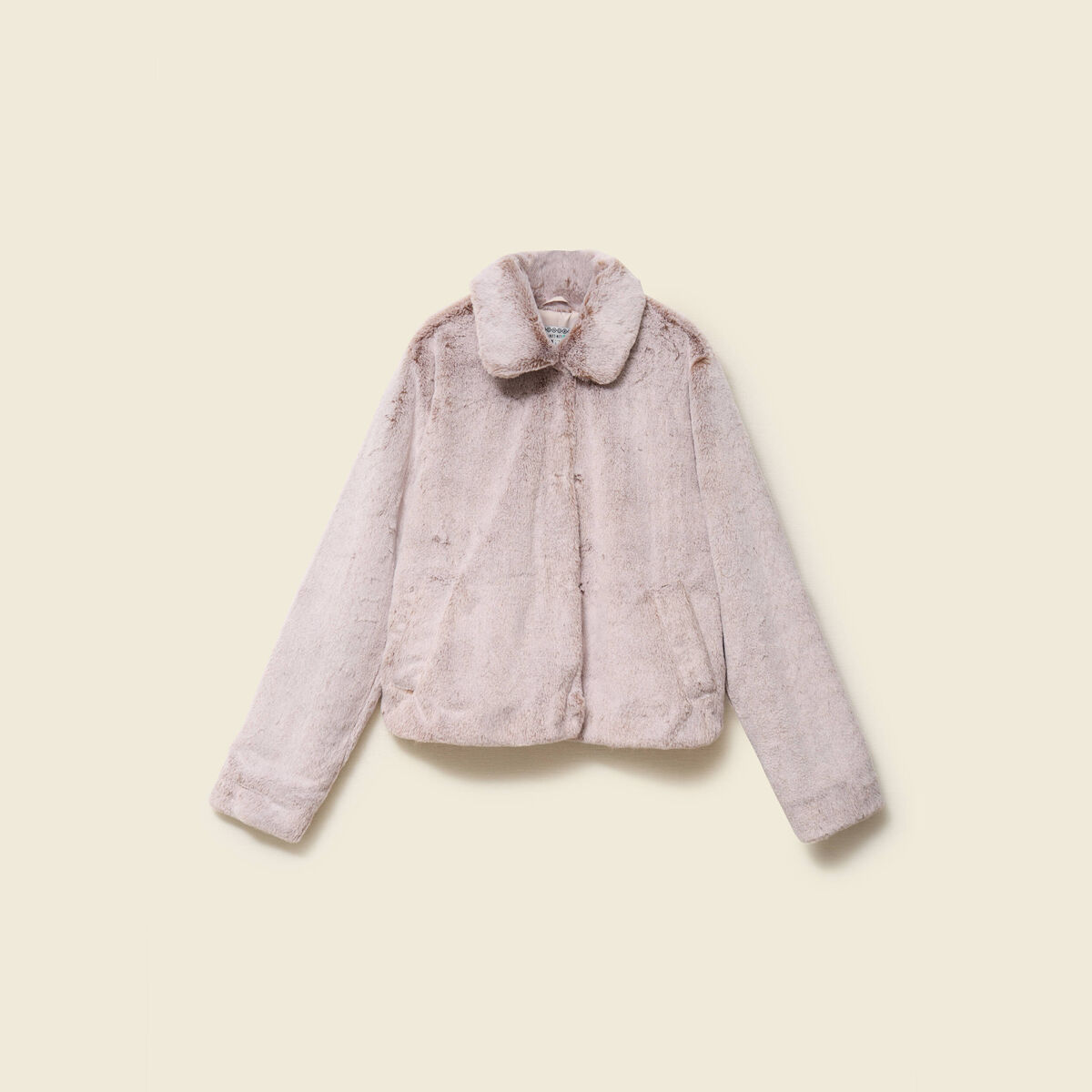 Manteau droit court col classique beige femme
