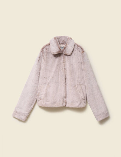 Manteau droit court col classique beige femme