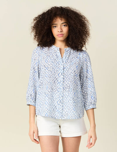 Chemise à manches longues bleu femme