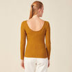 T-shirt manches longues brillant marron cognac femme