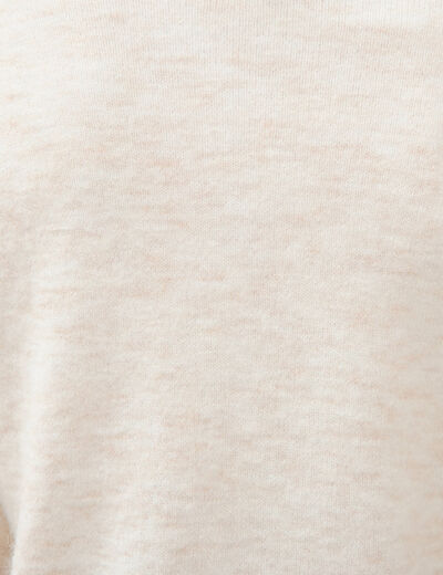 Pull droit col v manches longues creme femme